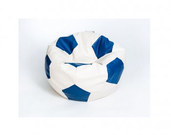 Кресло-мешок Мяч большой Экокожа бело-синее в Сургуте - surgut.mebel-74.com | фото