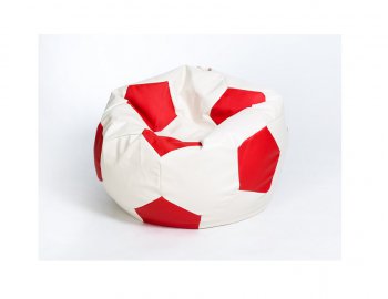 Кресло-мешок Мяч большой Экокожа бело-красное в Сургуте - surgut.mebel-74.com | фото