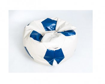 Кресло-мешок Мяч большой Экокожа бело-синее в Сургуте - surgut.mebel-74.com | фото