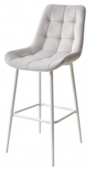 Барный стул ХОФМАН, цвет H-09 Светло-серый, велюр / белый каркас М-City в Сургуте - surgut.mebel-74.com | фото