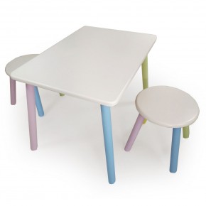 Детский комплект стол и два табурета круглых  (Белый, Белый, Цветной) в Сургуте - surgut.mebel-74.com | фото