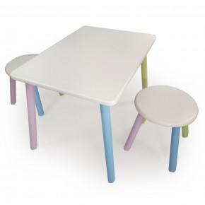 Детский комплект стол и два табурета круглых с накладкой Алфавит (Белый, Белый, Цветной) в Сургуте - surgut.mebel-74.com | фото