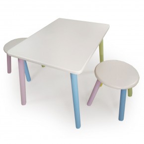 Детский комплект стол и два табурета круглых с накладкой Космос  (Белый, Белый, Цветной) в Сургуте - surgut.mebel-74.com | фото