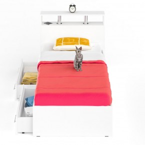 Камелия Кровать с ящиками 0900, цвет белый, ШхГхВ 93,5х217х78,2 см., сп.м. 900х2000 мм., без матраса, основание есть в Сургуте - surgut.mebel-74.com | фото