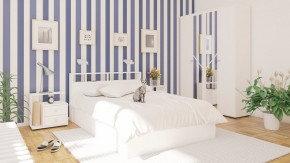Камелия спальня № 1 Кровать 1400 + Две тумбы + Шкаф 4-х створчатый, цвет белый, сп.м. 1400х2000 мм., б/м, основание есть в Сургуте - surgut.mebel-74.com | фото