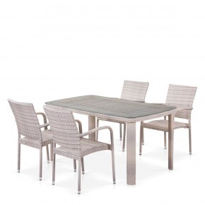 Комплект плетеной мебели T256C/Y376C-W85 Latte (4+1) + подушки на стульях в Сургуте - surgut.mebel-74.com | фото