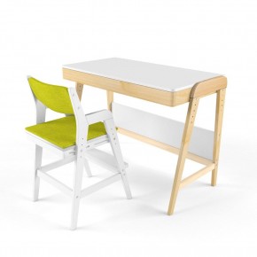 Комплект растущий стол и стул с чехлом 38 попугаев «Вуди» (Белый, Белый, Грин) в Сургуте - surgut.mebel-74.com | фото