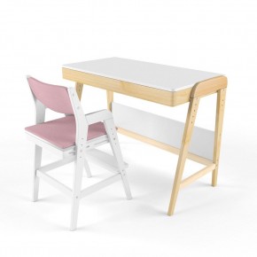 Комплект растущий стол и стул с чехлом 38 попугаев «Вуди» (Белый, Белый, Розовый) в Сургуте - surgut.mebel-74.com | фото