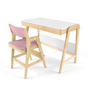 Комплект растущий стол и стул с чехлом 38 попугаев «Вуди» (Белый, Береза, Розовый) в Сургуте - surgut.mebel-74.com | фото