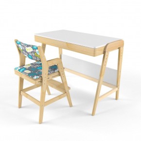 Комплект растущий стол и стул с чехлом 38 попугаев «Вуди» (Белый, Береза, Салют) в Сургуте - surgut.mebel-74.com | фото