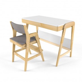 Комплект растущий стол и стул с чехлом 38 попугаев «Вуди» (Белый, Без покрытия, Серый) в Сургуте - surgut.mebel-74.com | фото