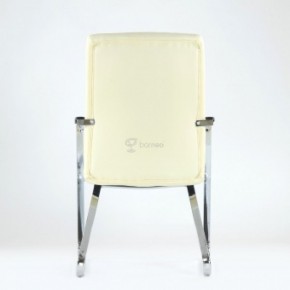 Кресло Barneo K-25 для посетителей и переговорных (хром, бежевая экокожа) в Сургуте - surgut.mebel-74.com | фото