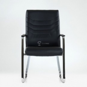 Кресло Barneo K-25 для посетителей и переговорных (хром, черная экокожа) в Сургуте - surgut.mebel-74.com | фото