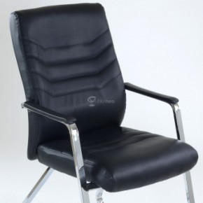 Кресло Barneo K-25 для посетителей и переговорных (хром, черная экокожа) в Сургуте - surgut.mebel-74.com | фото