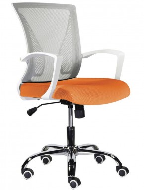 Кресло BRABIX "Wings MG-306", пластик белый, хром, сетка, серое/оранжевое, 532011 в Сургуте - surgut.mebel-74.com | фото