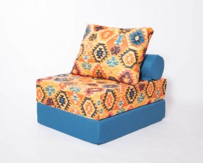 Кресло-кровать-пуф бескаркасное Прайм (мехико желтый-морская волна) в Сургуте - surgut.mebel-74.com | фото