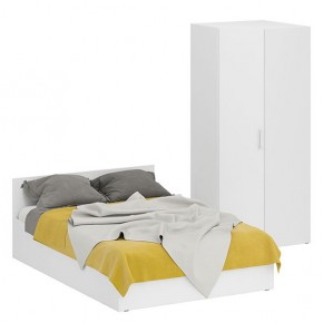 Кровать 1400 + Шкаф угловой Стандарт, цвет белый, ШхГхВ 143,5х203,5х70 + 81,2х81,2х200см., сп.м. 1400х2000 мм., без матраса, основание есть в Сургуте - surgut.mebel-74.com | фото
