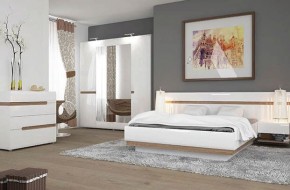 Кровать 160/TYP 94-01 с подъемником, LINATE ,цвет белый/сонома трюфель в Сургуте - surgut.mebel-74.com | фото