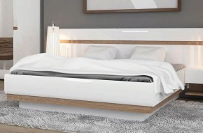 Кровать 160/TYP 94-01 с подъемником, LINATE ,цвет белый/сонома трюфель в Сургуте - surgut.mebel-74.com | фото
