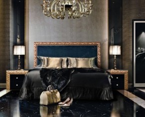Кровать 2-х спальная (1,6 м) Тиффани Premium черная/золото с мягким элементом (Антрацит) с подъемным механизмомарт (ТФКР-3[3](П) в Сургуте - surgut.mebel-74.com | фото