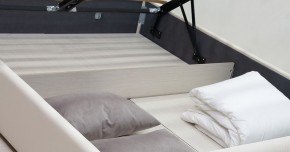 Кровать двойная Синди 160 + ортопед + ПМ + дно (арт. Марика 483 к/з (белый)) в Сургуте - surgut.mebel-74.com | фото
