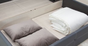 Кровать двойная Синди 160 + ортопед + ПМ + дно (арт. Марика 485 к/з (серый)) в Сургуте - surgut.mebel-74.com | фото