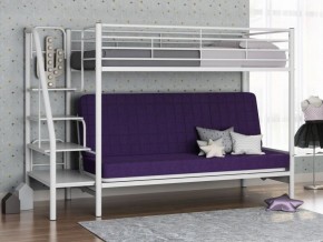 Кровать двухъярусная с диваном "Мадлен-3" (Белый/Фиолетовы) в Сургуте - surgut.mebel-74.com | фото