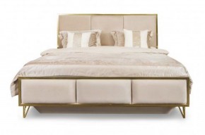 Кровать Lara 1600 с мягким изголовьем + основание (бежевый глянец) в Сургуте - surgut.mebel-74.com | фото