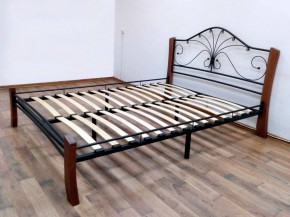 Кровать "Фортуна 4 ЛАЙТ" Черная (1600*2000) (ножки-махагон) с коваными элементами в Сургуте - surgut.mebel-74.com | фото