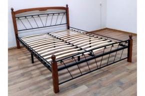 Кровать "Муза 1" КМД10 Черная (1600*2000) (ножки-махагон) с коваными изделиями в Сургуте - surgut.mebel-74.com | фото