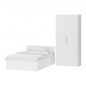 Кровать с ящиками 1200 + Шкаф 2-х створчатый Стандарт, цвет белый, ШхГхВ 123,5х203,5х70 + 90х52х200 см., сп.м. 1200х2000 мм., б/м, основание есть в Сургуте - surgut.mebel-74.com | фото