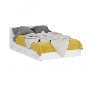 Кровать с ящиками 1400 + Пенал Стандарт, цвет белый, ШхГхВ 143,5х203,5х70 + 45х52х200 см., сп.м. 1400х2000 мм., без матраса, основание есть в Сургуте - surgut.mebel-74.com | фото