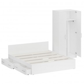 Кровать с ящиками 1800 + Шкаф 2-х створчатый Стандарт, цвет белый, ШхГхВ 183,5х203,5х70 + 90х52х200 см., сп.м. 1800х2000 мм., б/м, основание есть в Сургуте - surgut.mebel-74.com | фото