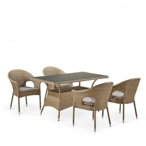 Обеденный комплект плетеной мебели T198B/Y79B-W56 Light Brown (4+1) в Сургуте - surgut.mebel-74.com | фото