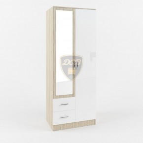 Шкаф 2-х створчатый с зеркалом Софи СШК 800.3 (дуб сонома/белый глянец) в Сургуте - surgut.mebel-74.com | фото