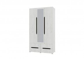 Шкаф 3х створчатый с ящиками и зеркалом Вега (Крафт белый - Венге) в Сургуте - surgut.mebel-74.com | фото