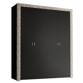 Шкаф 4-х дв. без зеркал Тиффани Premium черная/серебро (ТФШ2/4(П) в Сургуте - surgut.mebel-74.com | фото
