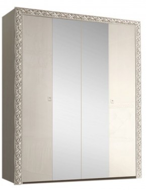 Шкаф 4-х дв. (с зеркалами) Premium слоновая кость/серебро (ТФШ1/4(П) в Сургуте - surgut.mebel-74.com | фото