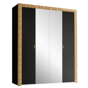 Шкаф 4-х дв. с зеркалами Тиффани Premium черная/золото (ТФШ1/4(П) в Сургуте - surgut.mebel-74.com | фото