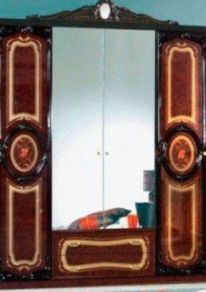 Шкаф 4-х дверный с зеркалами (01.144) Роза (могано) в Сургуте - surgut.mebel-74.com | фото