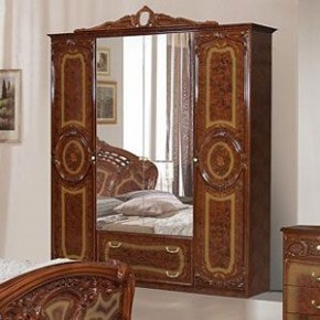 Шкаф 4-х дверный с зеркалами (01.144) Роза (орех) в Сургуте - surgut.mebel-74.com | фото
