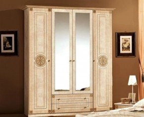 Шкаф 4-х дверный с зеркалами (02.144) Рома (беж) в Сургуте - surgut.mebel-74.com | фото