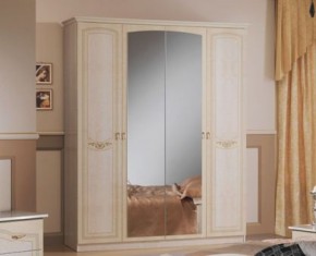 Шкаф 4-х дверный с зеркалами (08.244) Ирина (беж) в Сургуте - surgut.mebel-74.com | фото
