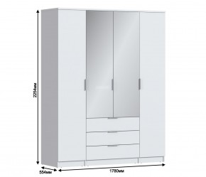 Шкаф 4х дверный с зеркалами Николь СБ-2595/1 (Белый) в Сургуте - surgut.mebel-74.com | фото