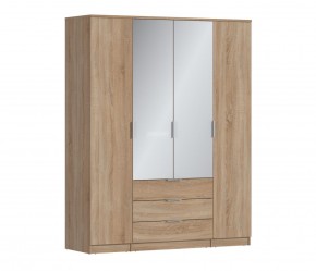 Шкаф 4х дверный с зеркалами Николь СБ-2595/1 (Дуб Сонома) в Сургуте - surgut.mebel-74.com | фото