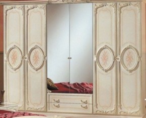 Шкаф 6-и дверный с зеркалами (01.146) Роза (беж) в Сургуте - surgut.mebel-74.com | фото