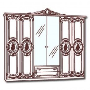 Шкаф 6-и дверный с зеркалами (01.146) Роза (беж) в Сургуте - surgut.mebel-74.com | фото