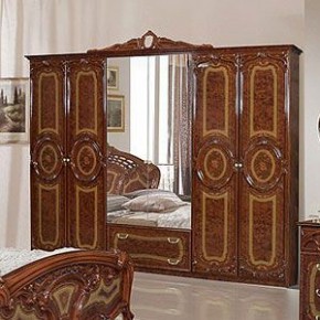 Шкаф 6-и дверный с зеркалами (01.146) Роза (орех) в Сургуте - surgut.mebel-74.com | фото
