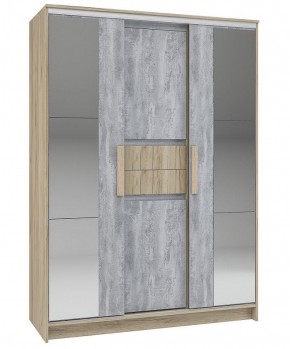 Шкаф-купе Эдем 1.5 (Дуб Крафт серый/Бетонный камень) двери ЛДСП вставка зеркало в Сургуте - surgut.mebel-74.com | фото