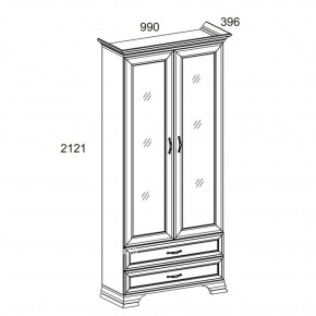 Шкаф с витриной 2V2S, TIFFANY, цвет вудлайн кремовый в Сургуте - surgut.mebel-74.com | фото